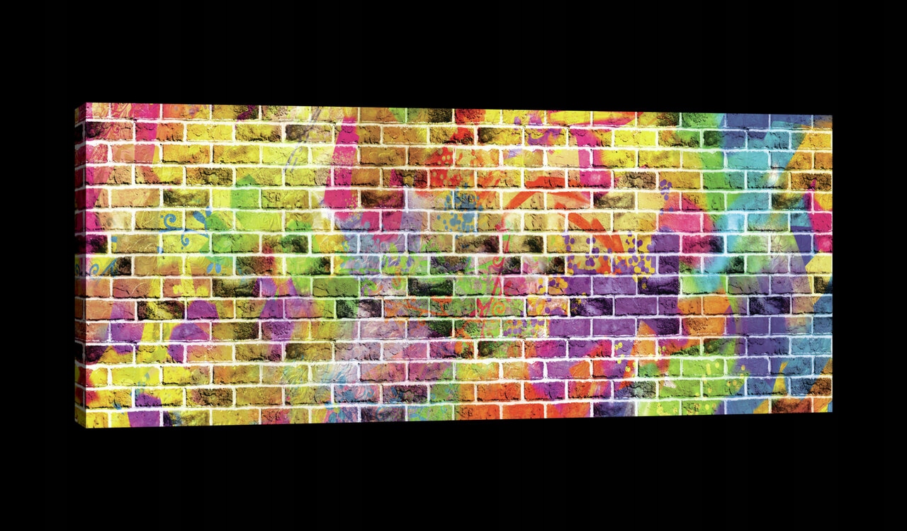 Obraz 145x45 Graffiti cihlová zeď barevná abstrakce město umění