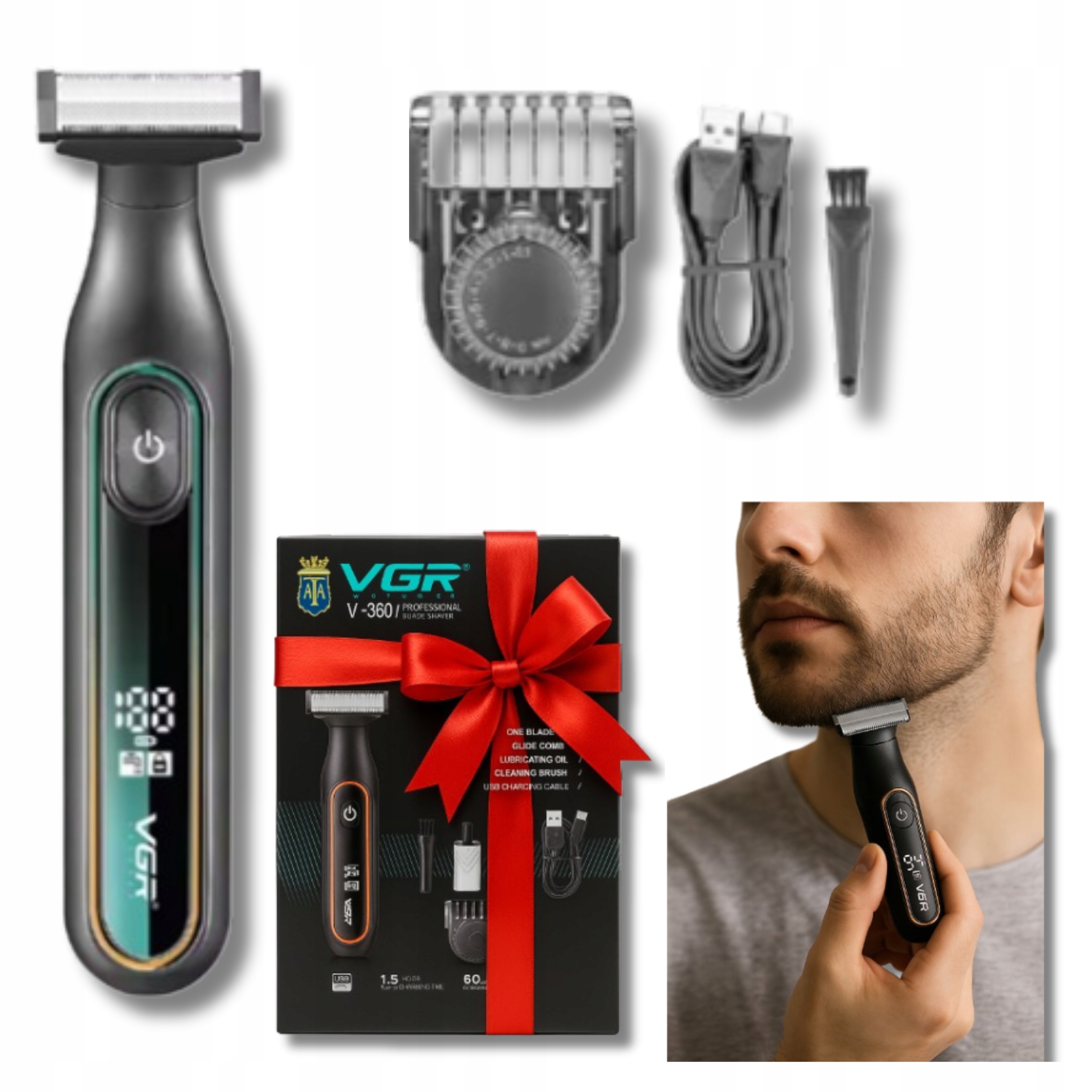 Profesionální zastřihovač vlasů pro muže, silný strojek na vousy jako Dárek