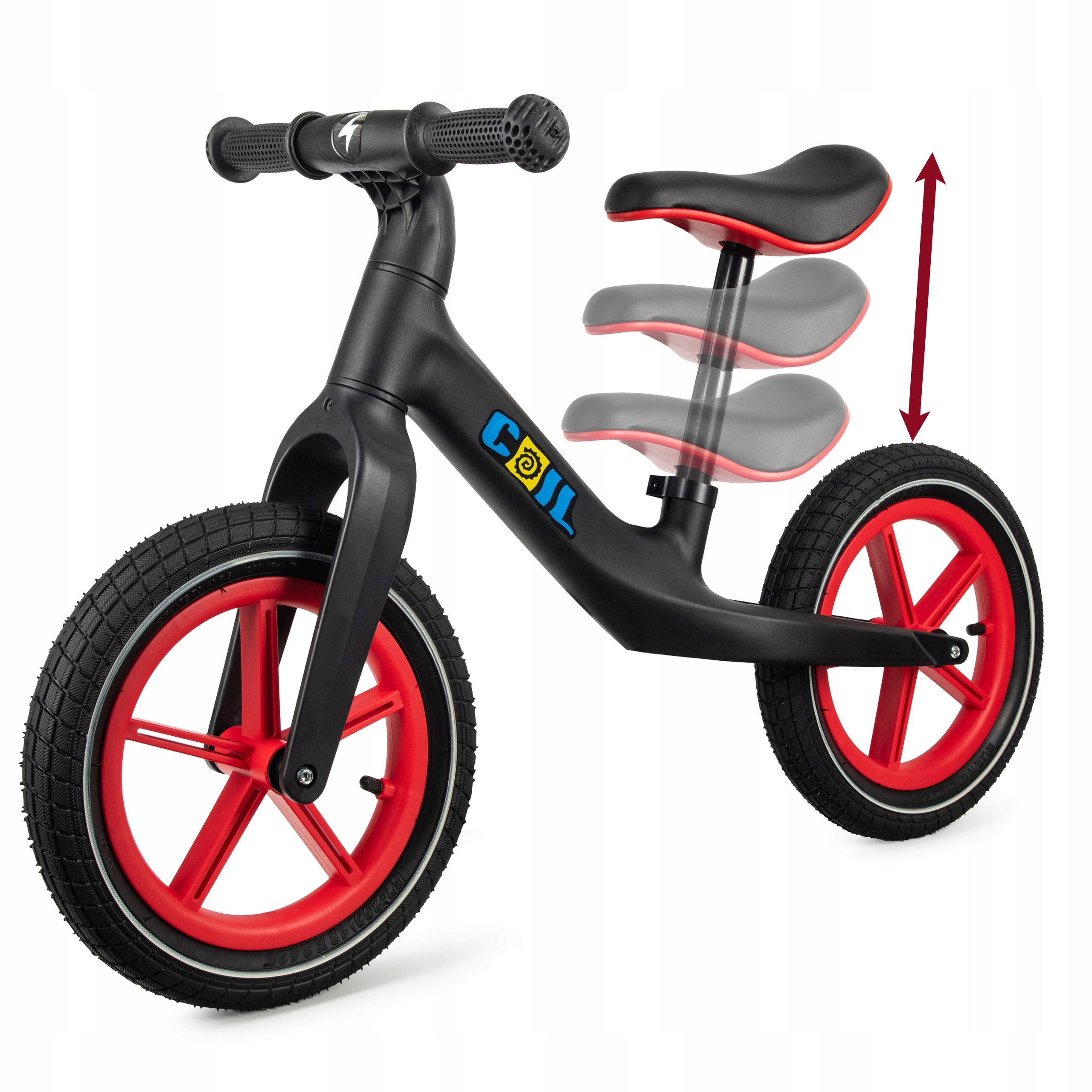 Rowerek Biegowy Dla Dzieci Lekki Pompowane Koła Regulowany 12' Czarny