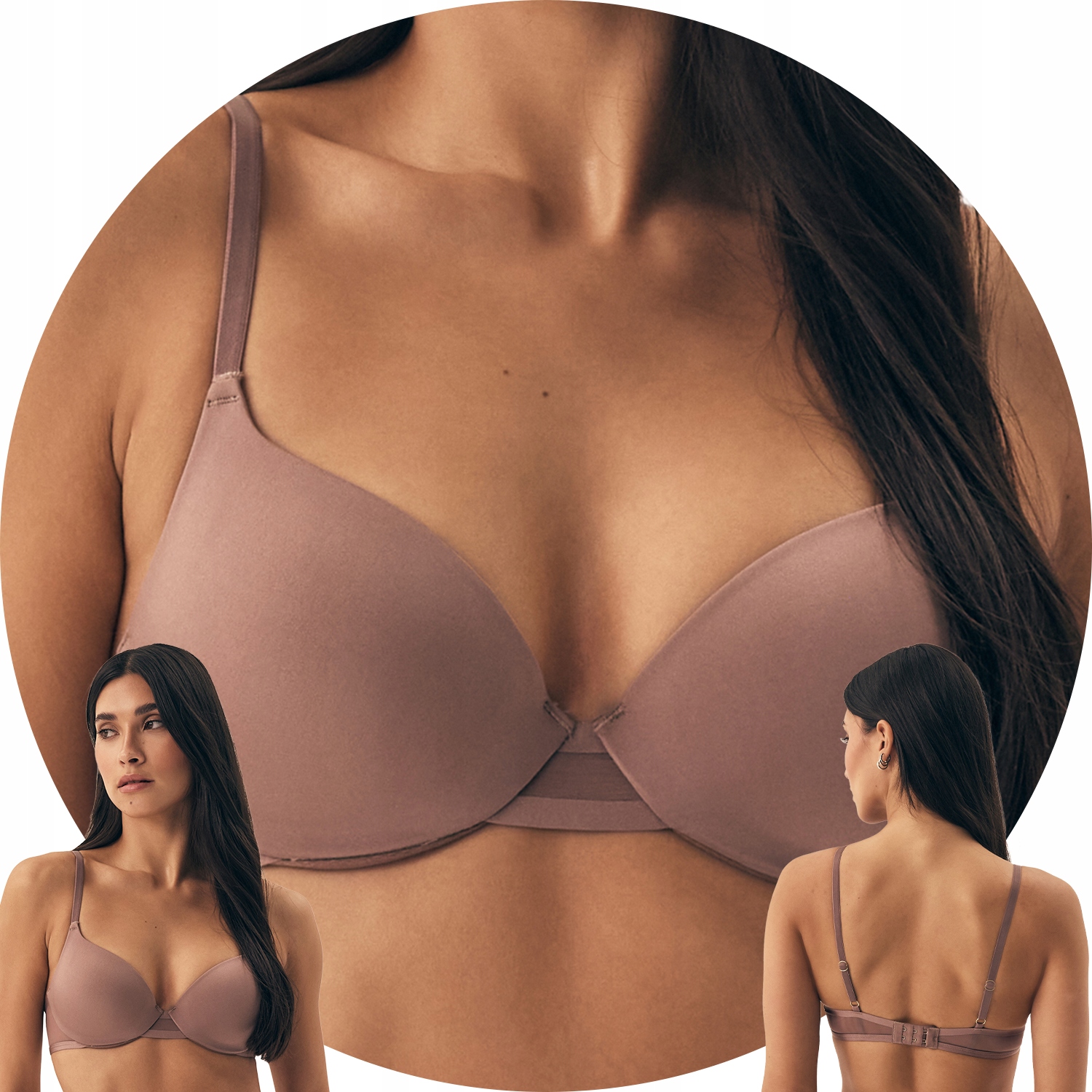 Henderson Necio 42581 kawowy gładki brązowy Biustonosz 75B Push-up