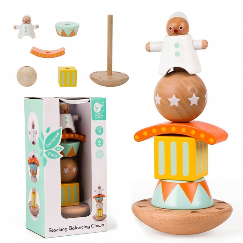 CLASSIC WORLD Drewniana Układanka Piramidka Klocki