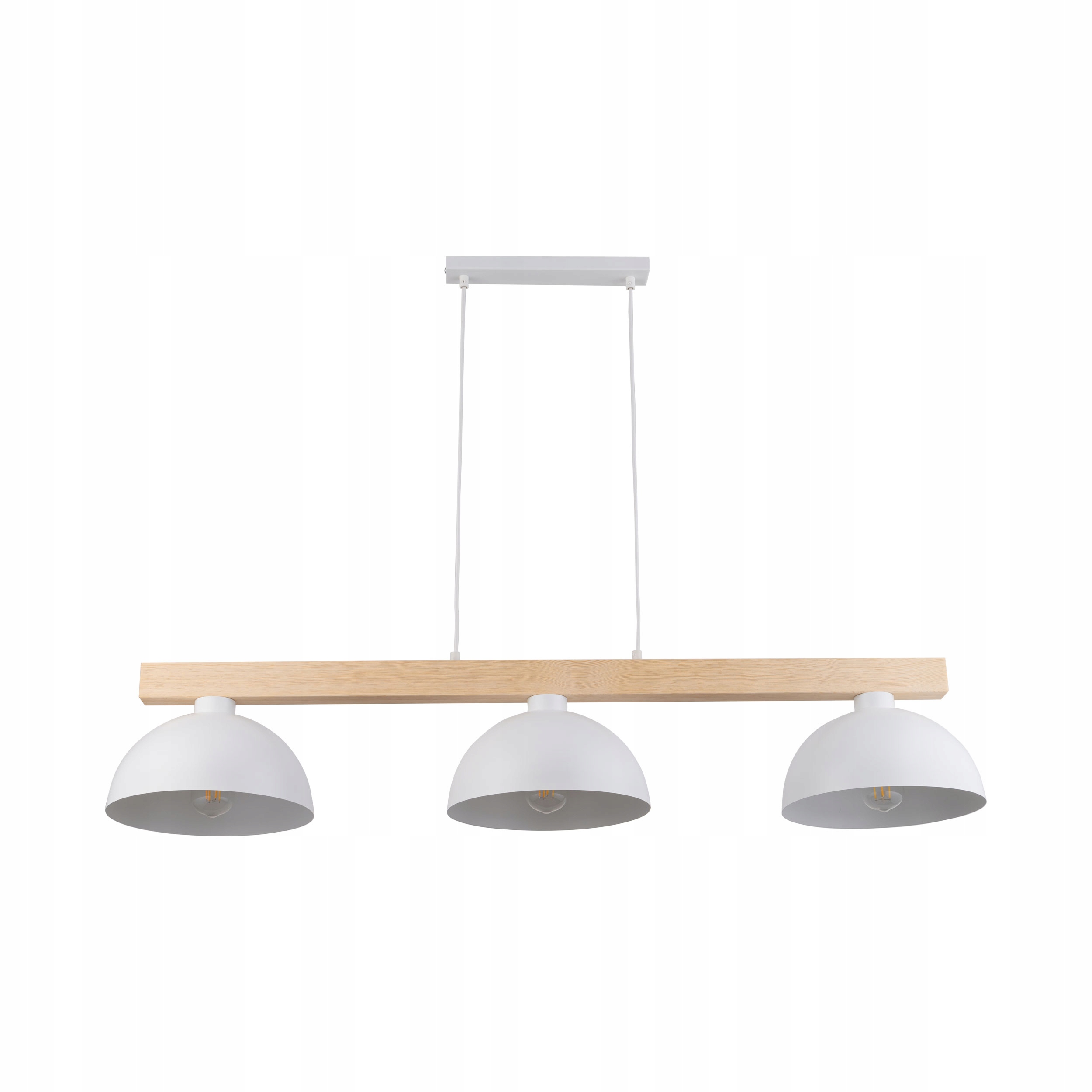 Lampa Wisząca Nad Stół Metalowe Klosze Tk Lighting Oslo 4712 Biały Drewno