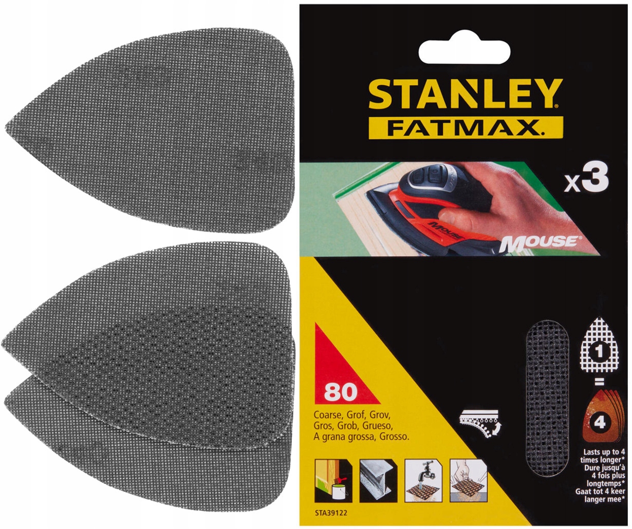 

Stanley 3x Siatka Ścierna Rzep Do Mouse K80 39122