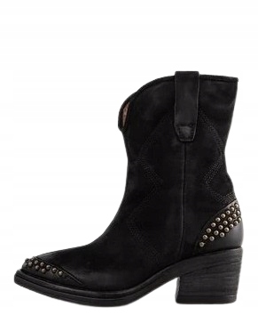A S 98 Černé Kovbojské Boty S Cvočky Z Přírodní Kůže 40 3_A