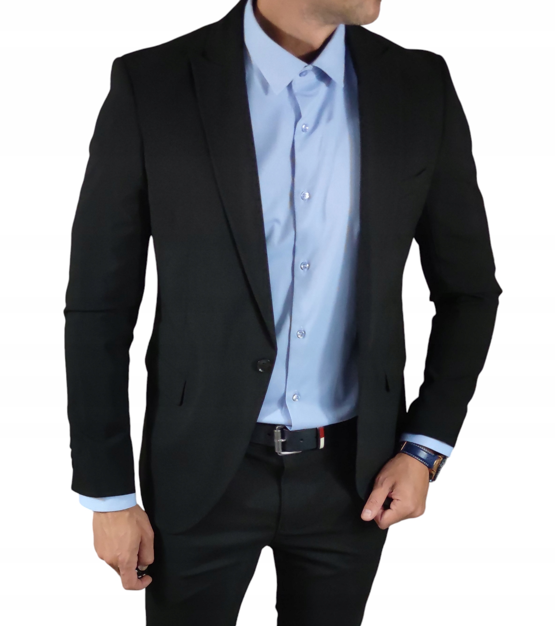 Sako Slim Elegantní Návštěvní Casual ke kalhotám Chino černé Djm