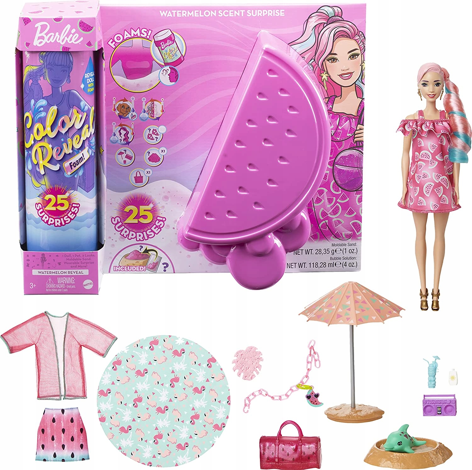 

Barbie Color Reveal Lalka Niespodzianka Arbuz