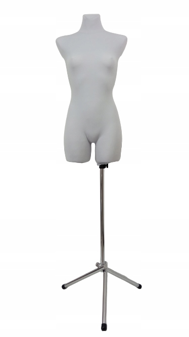 Dámská krejčovská figurína 34/36 Světle šedá xs kovový stojan trojnožka dx