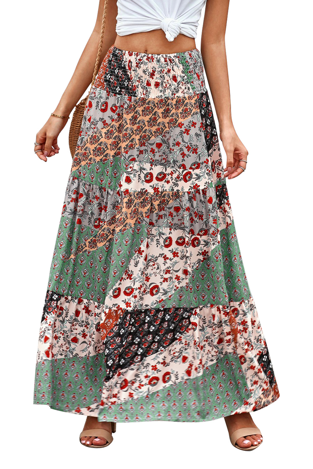 

Spódnica Maxi W Kwiaty Kolorowa Boho 2XL/3XL