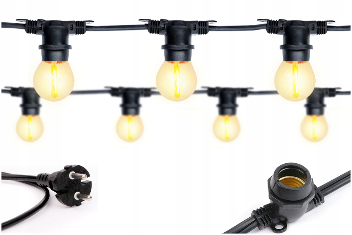 

Girlandy ogrodowe łańcuch żarówek filament 1W IP44