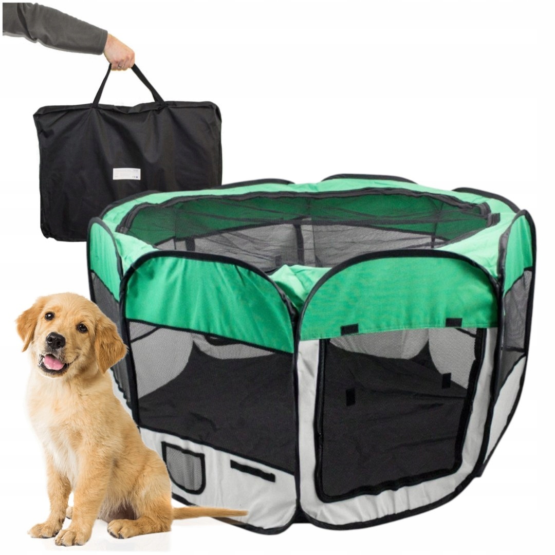Levně Velká Kotec pro psy a zvířata 125 cm Zelená Pop-Up s přenosnou taškou