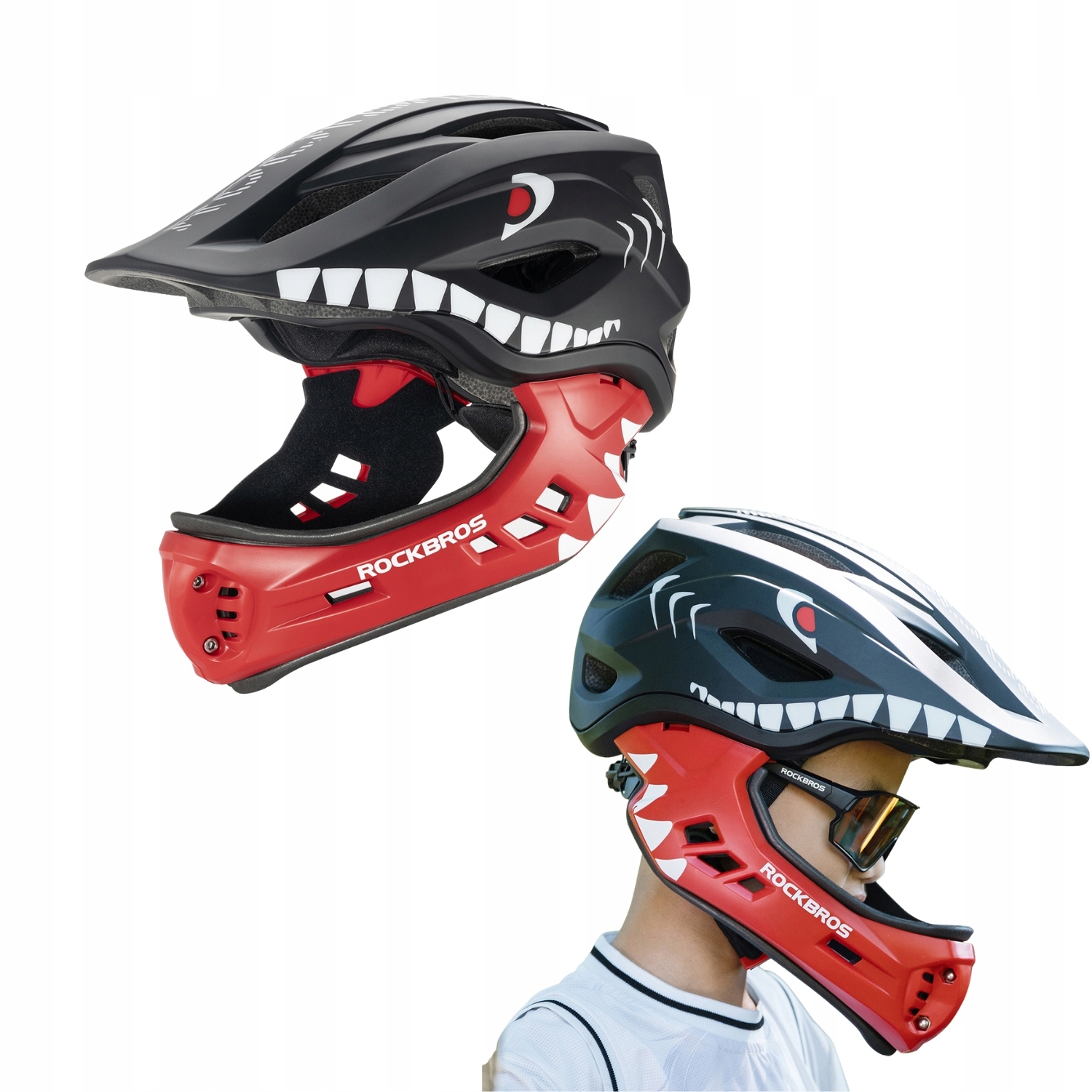 Dětská Cyklistická Přilba Rockbros Full Face, Velikost S, Odnímatelná Čelist Žralok
