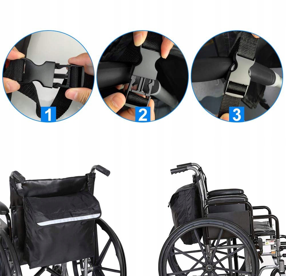 PLECAK NA WÓZEK INWALIDZKI TORBA NA WÓZEK INWALIDZKI Z ODBLASKOWYMI PASKAMI Liczba kieszeni 1