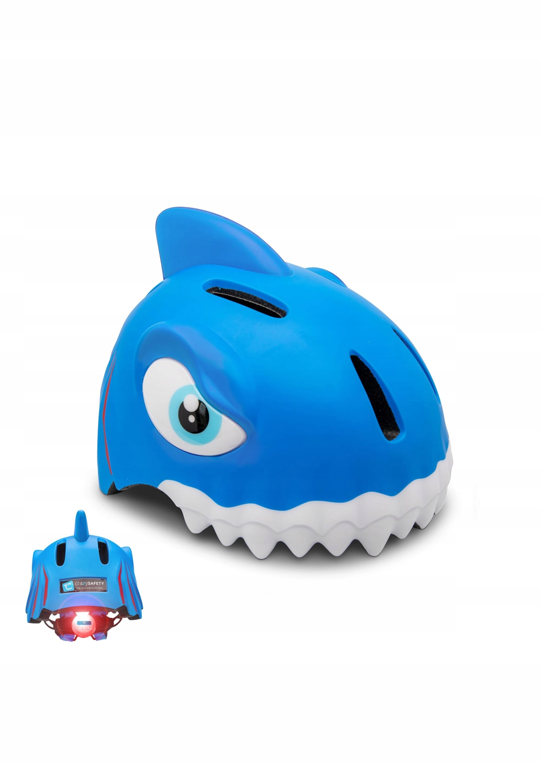 Cyklistická přilba Crazy Safety 3D Shark Led Modrá M (55-58 cm)