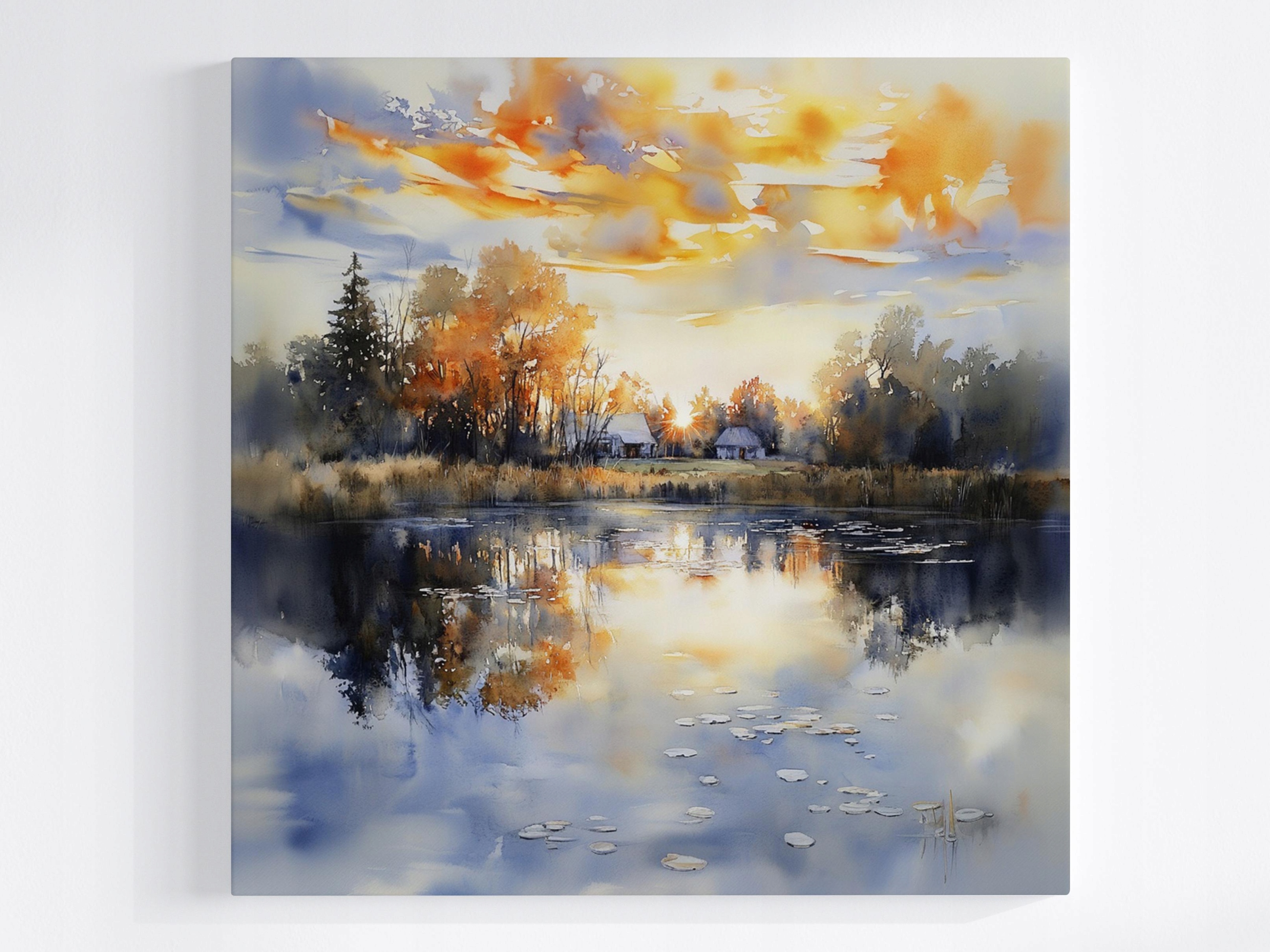 Obraz Na Plátně Canvas Krajina Vesnice Podlasie Jezero Slunce Západ 60x60