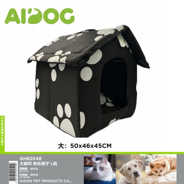 Levně Velká budka pro psa s motivem tlapky – pohodlí a styl