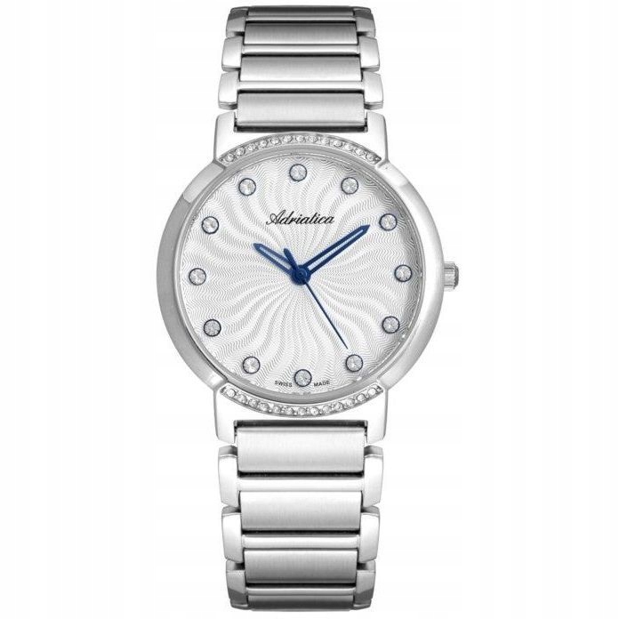 Dámské stříbrné hodinky Adriatica na náramku s krystaly