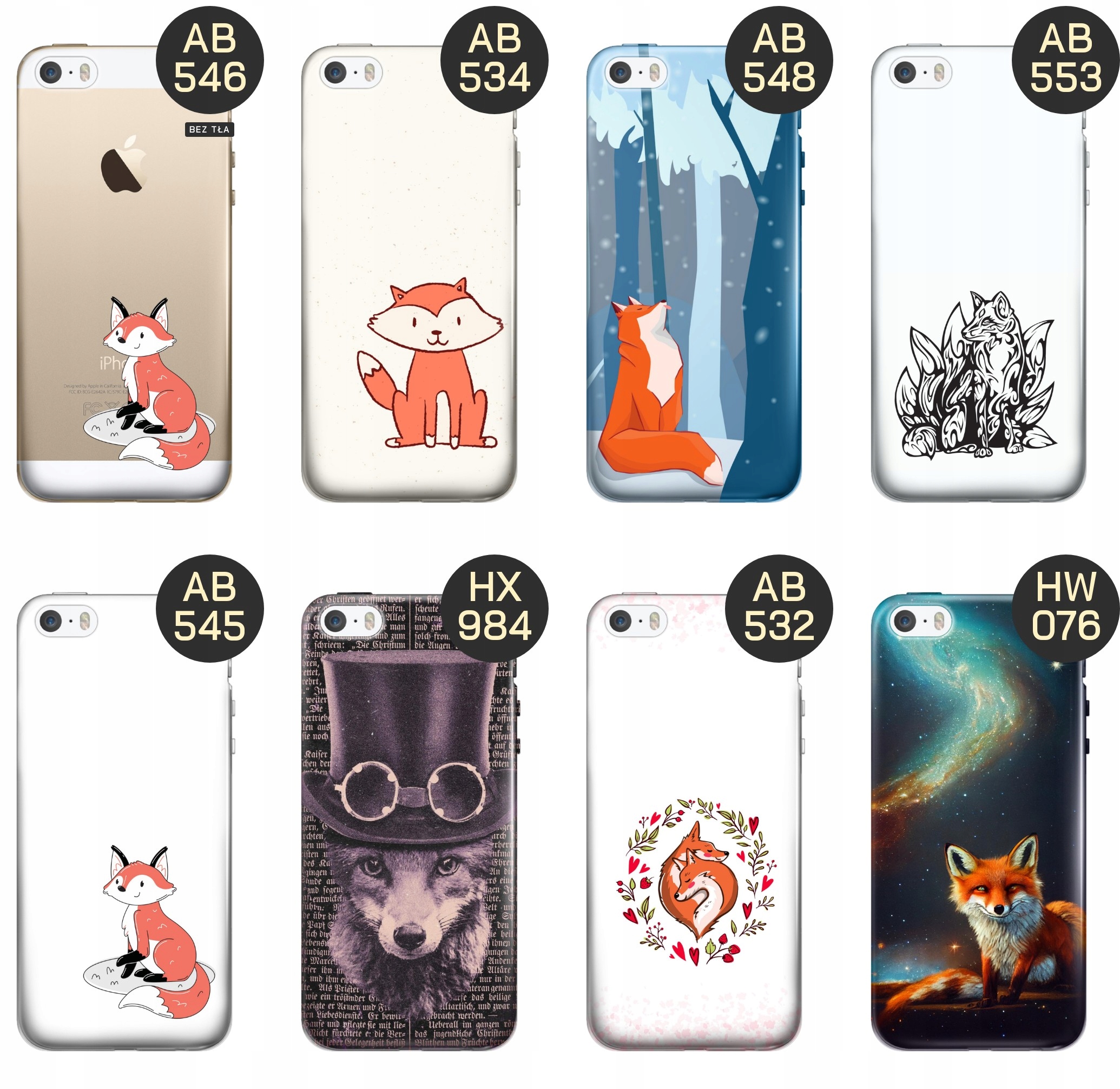 ETUI DO IPHONE 5 / 5S / SE WZORY LISKI LISY FOX OBUDOWA POKROWIEC CASE Dedykowana marka Apple