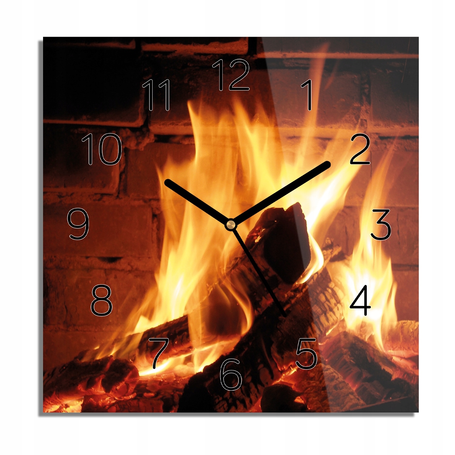 

Ogień palenisko zegar szklany kwadrat 30x30 z foto