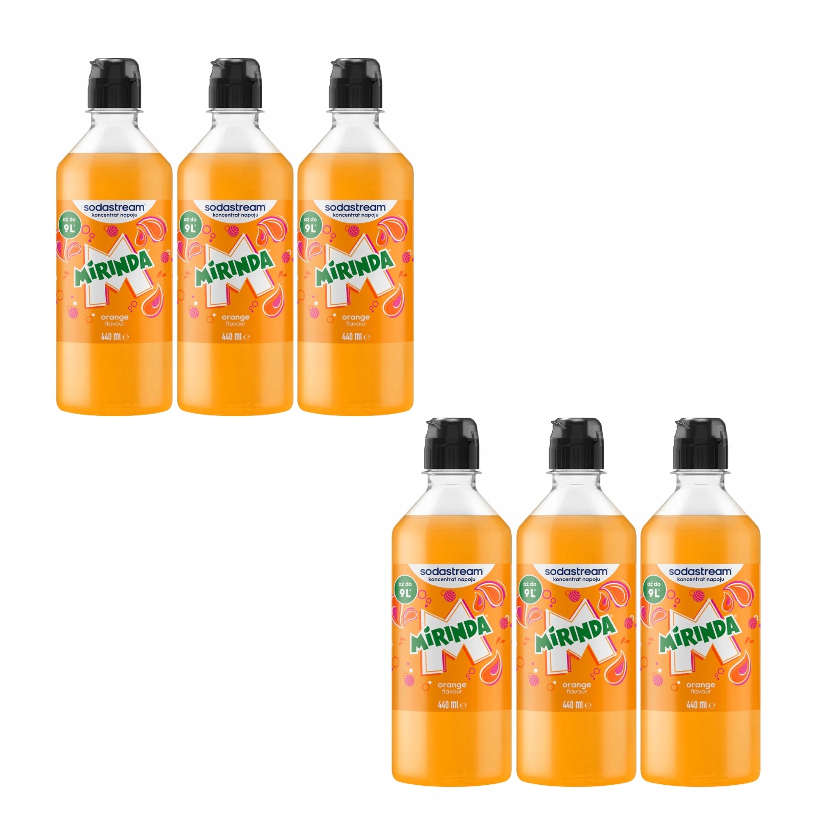 Sada 6 ks sirupů SodaStream Mirinda Koncentrát pro saturátor 440 ml