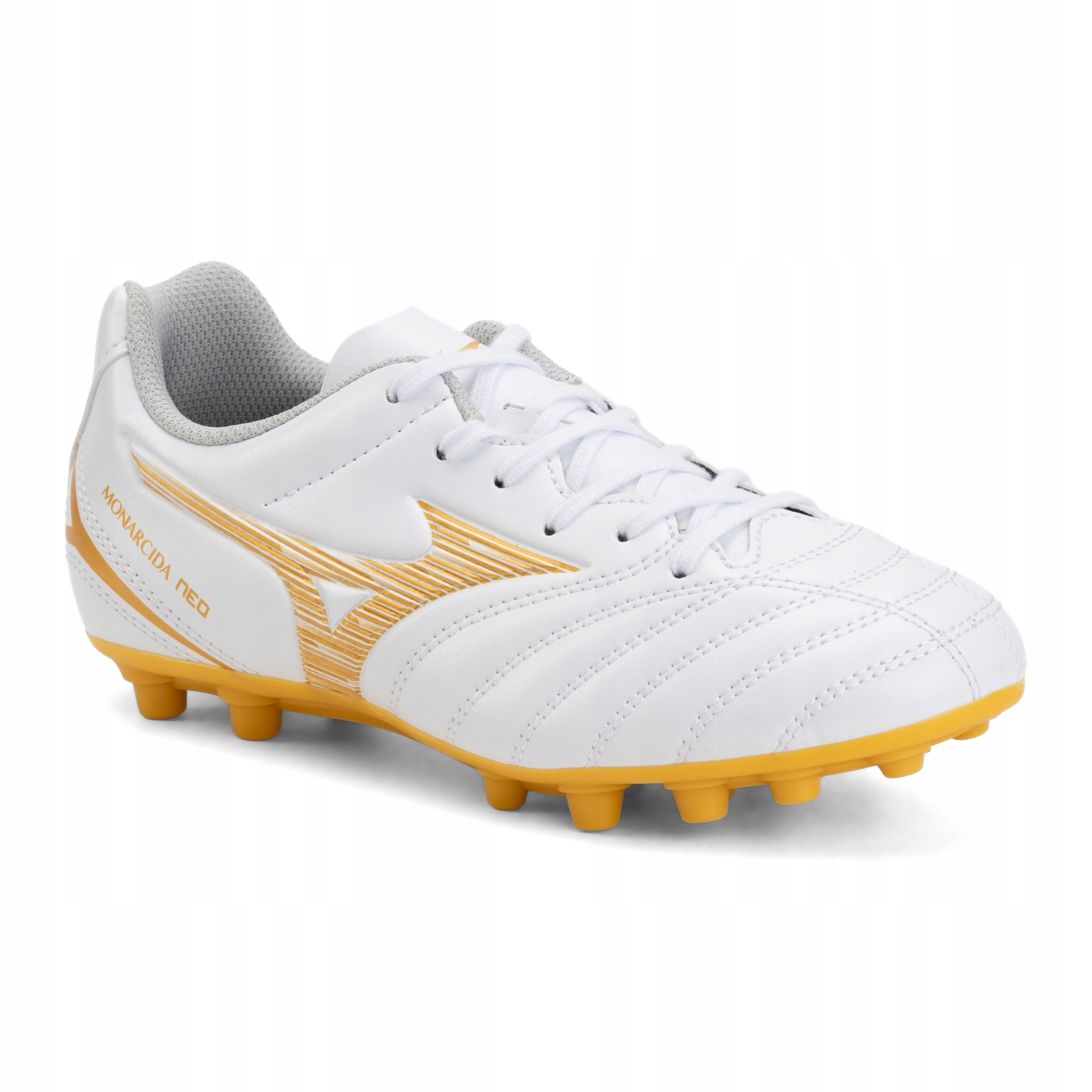 Buty piłkarskie dziecięce Mizuno Monarcida Neo III Select Ag white/mp gold