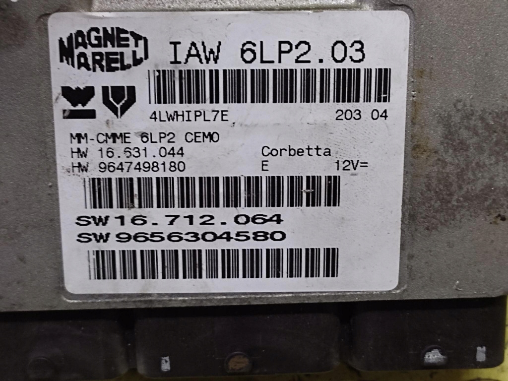 PEUGEOT 206 1.4 control unit of the engine 9656304580
