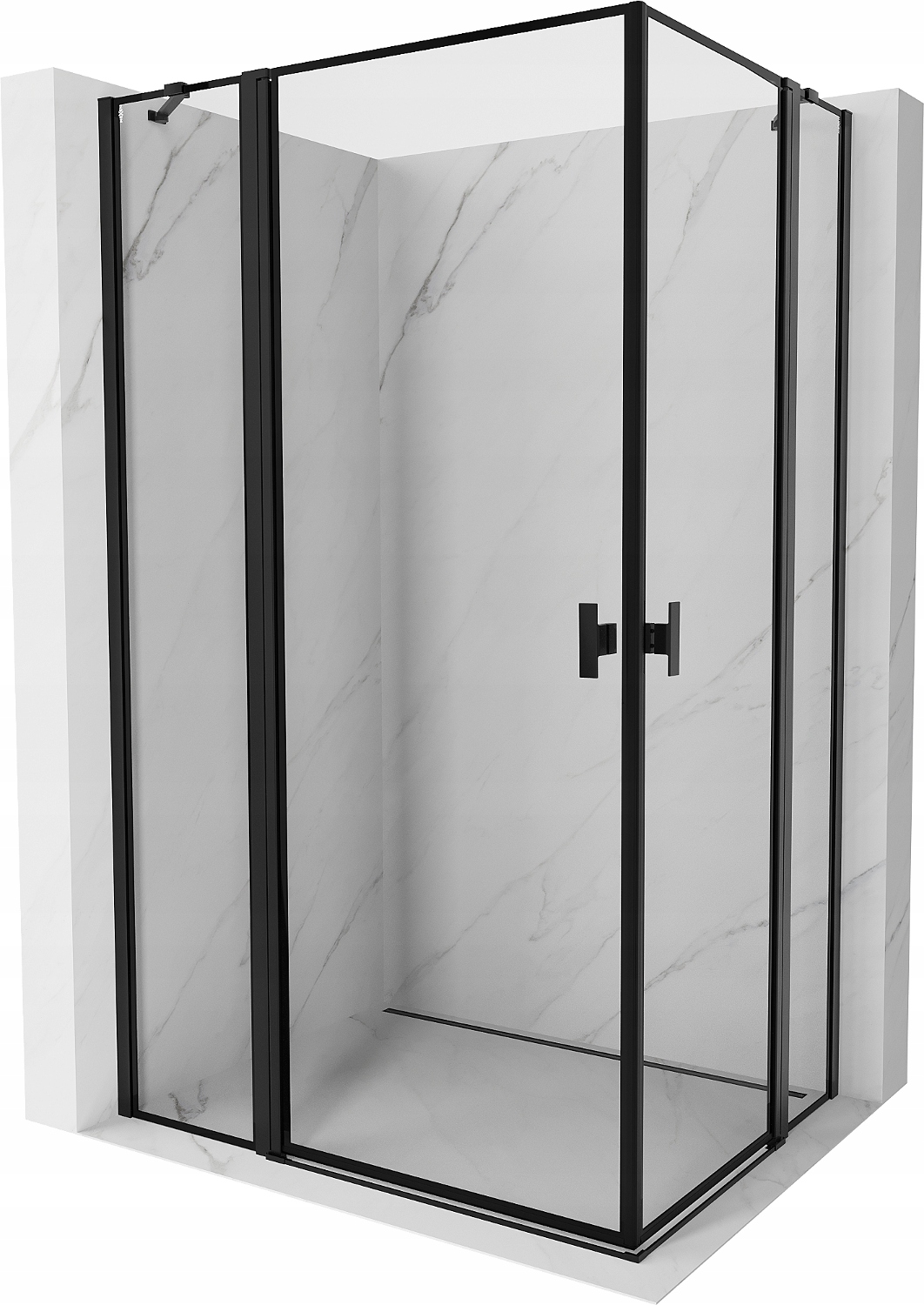 Mexen Mist Duo Sprchový Kout 90x80 cm, Černý Rám, Otevírací Dveře