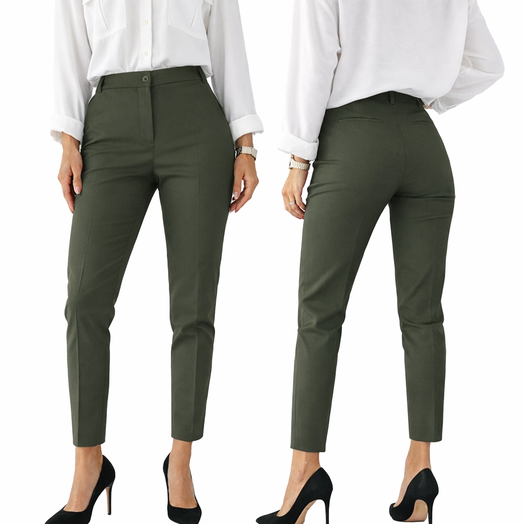 Elegantní oblekové kalhoty Sigma 7/8 v khaki barvě 36