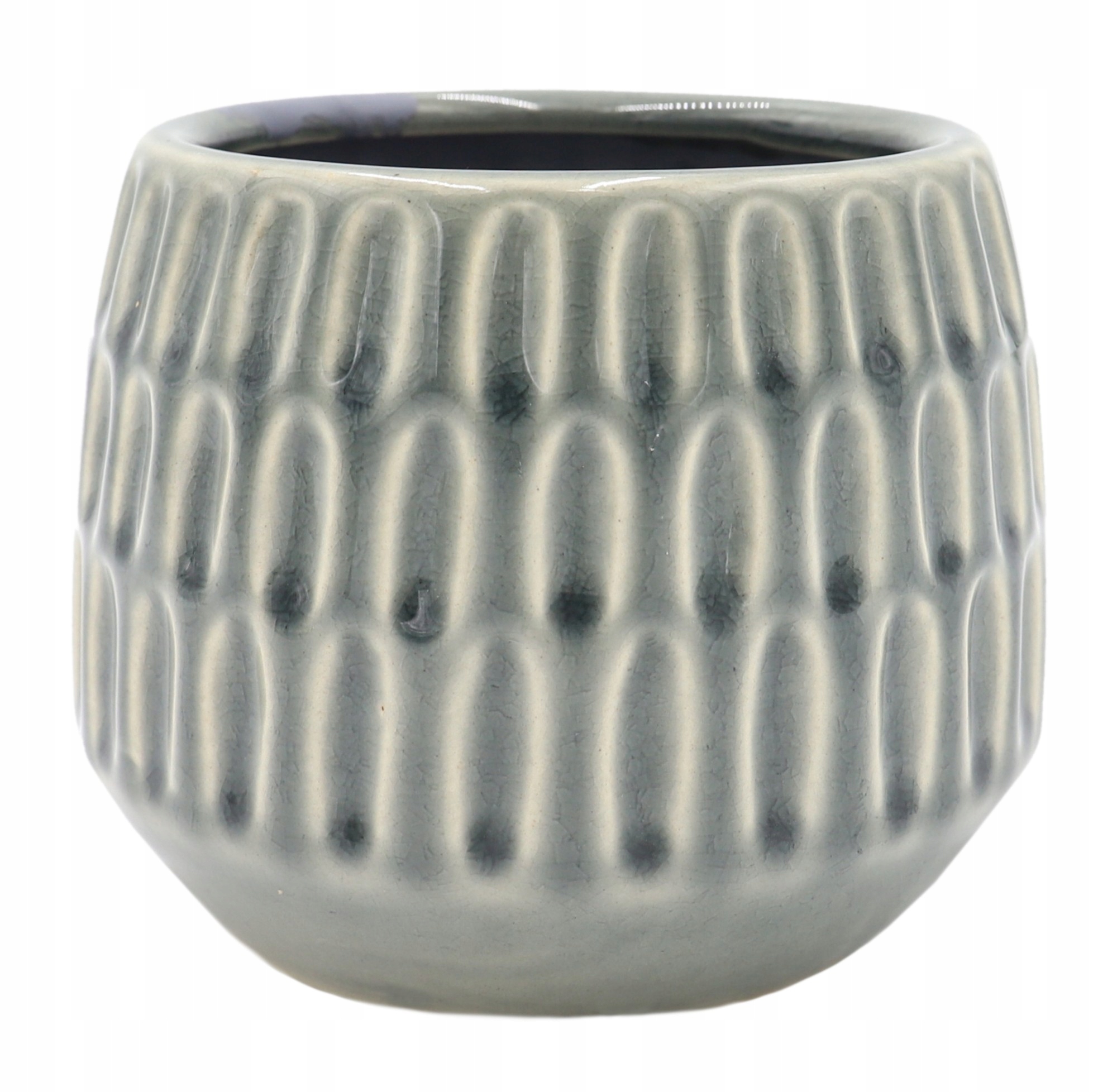 

Osłonka ceramiczna Ø 10 cm Żłobiona doniczka szara