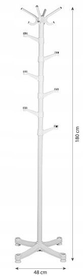 Wieszak na kurtki ubrania stojak stojący biały Wysokość mebla 175 cm