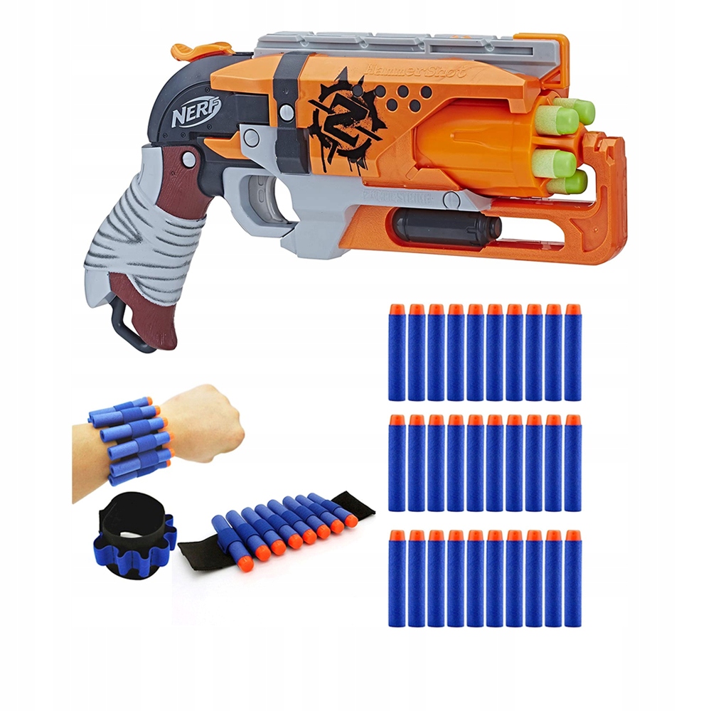 

Nerf Zombie Pistolet Hammershot Rewolwer +dodatki