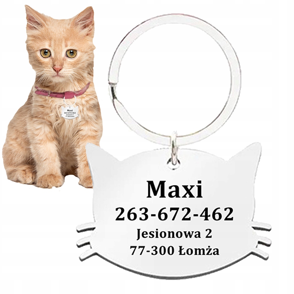 Identyfikator Adresówka ID dla KOTA KOT Rozmiar S Srebrny