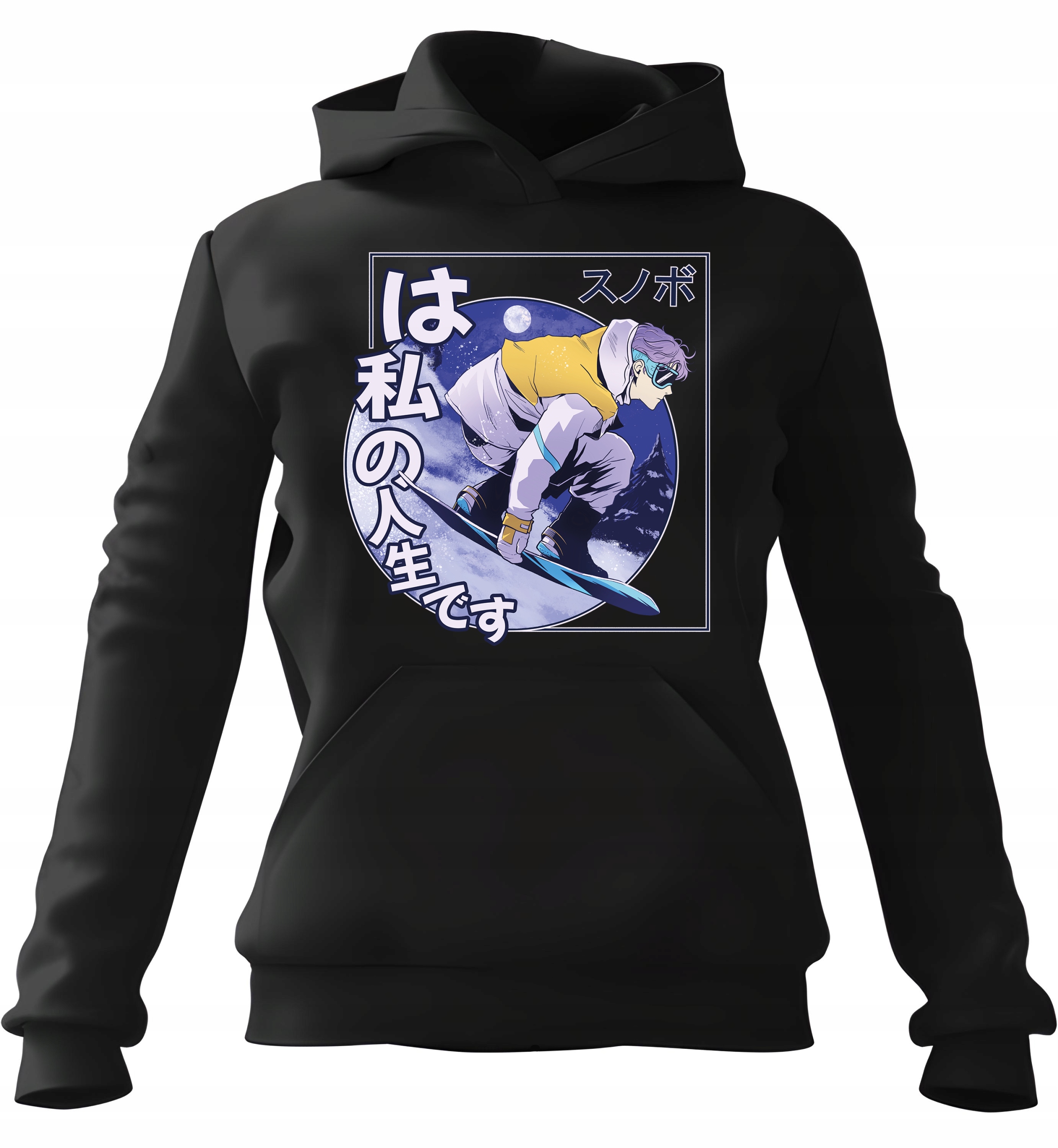 pánská mikina s kapucí Anime Snowboarder Černá 2XL pro muže manžela C