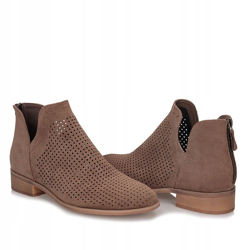 Ażurowe wiosenne Botki z zamkiem Potocki 24-12307 BR Rozmiar 36