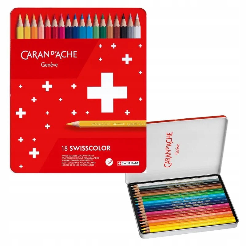 Kredki caran d'ache swisscolor aquarelle, z efektem akwareli, sześciokątne,
