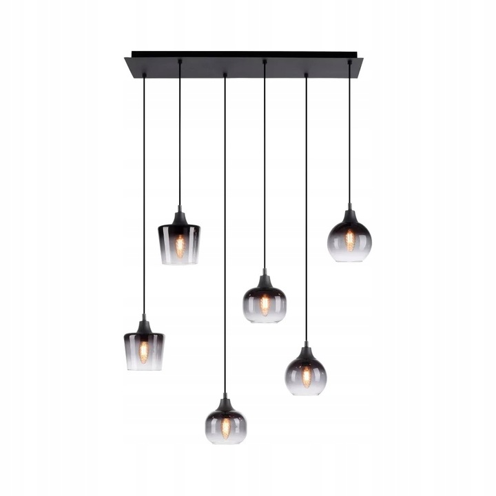 Lustr Závěsná lampa Loft Skleněné Stínidla Sklo Kouřová Stropní Svítidlo