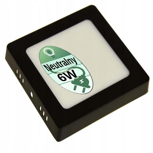 

Panel Led lampa plafon natynk 6W kwadrat czarny