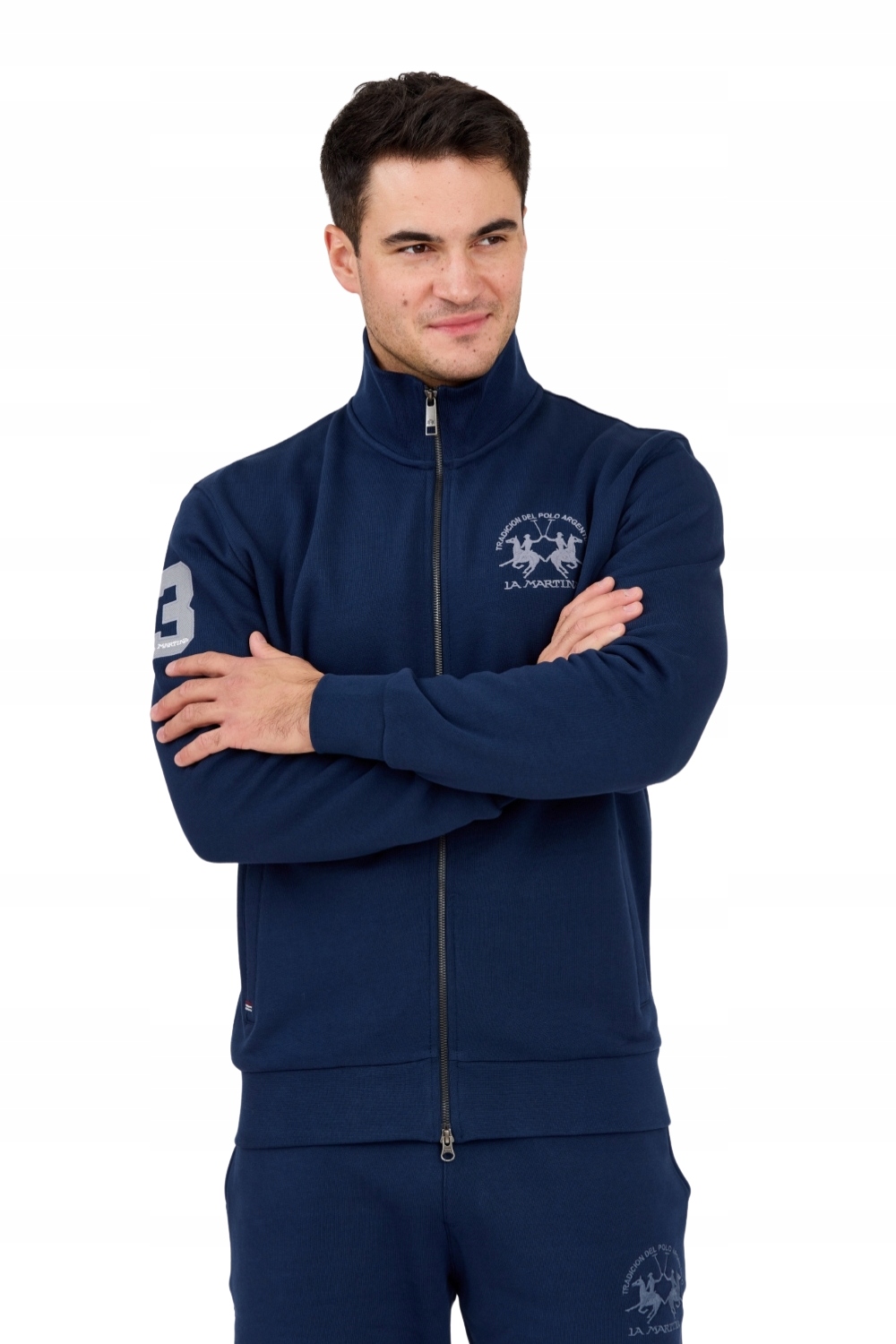 La Martina Tmavě modrá pánská mikina se stojáčkem 3XL