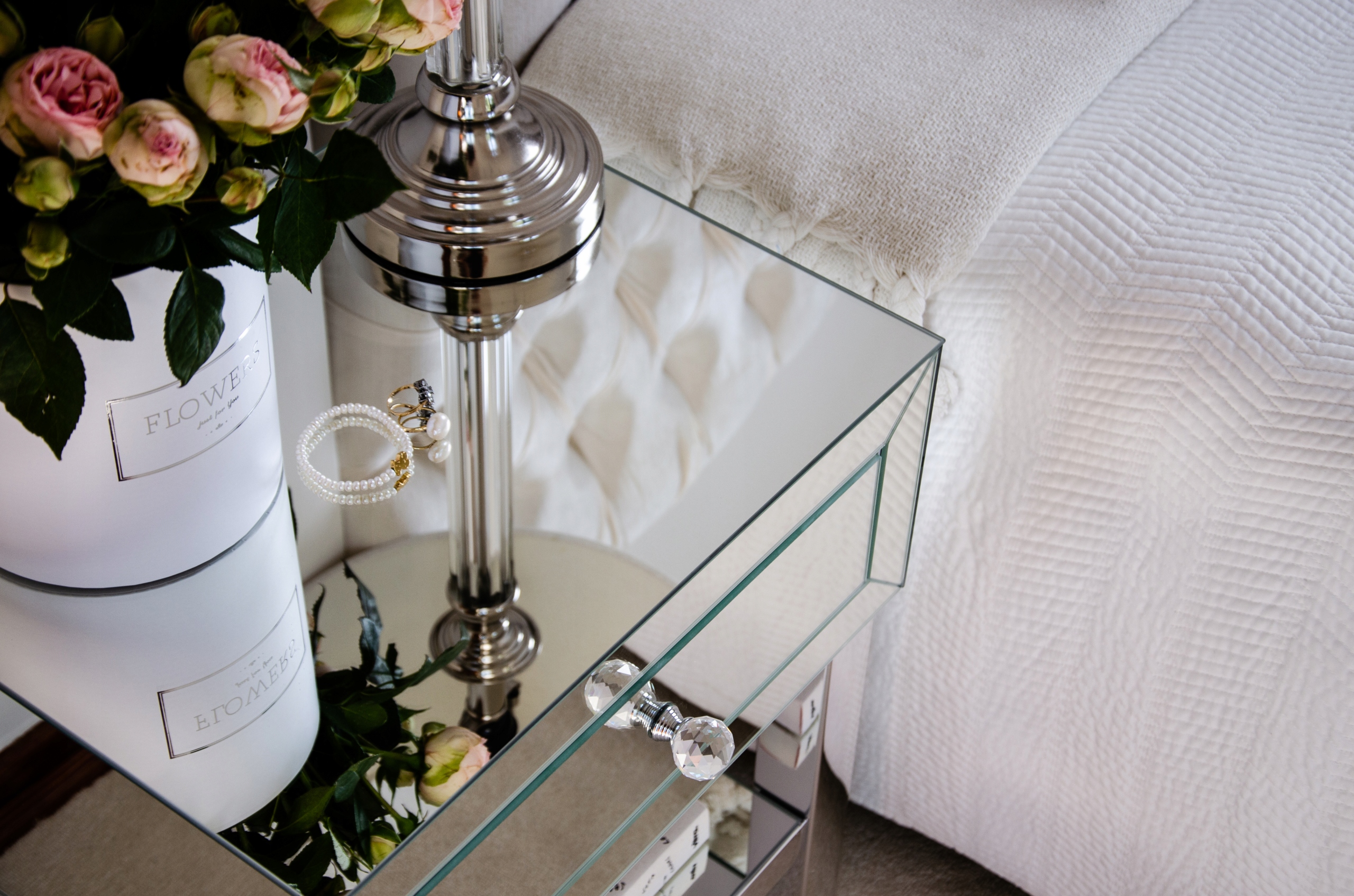 Stolik nocny lustrzany z szufladą, chrom GREENWICH Liczba szuflad 1