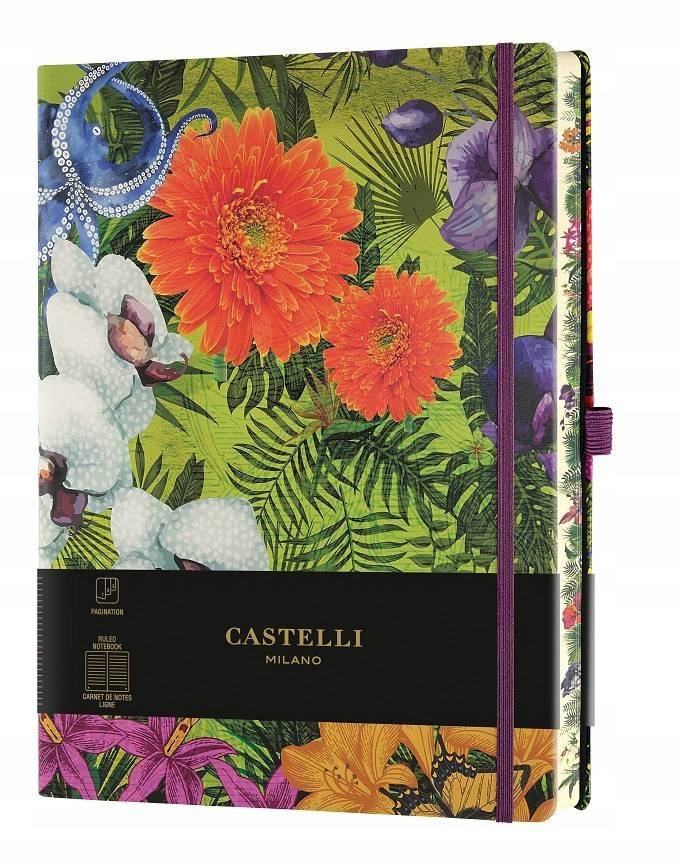 Notatnik B5 linie Castelli Orchidea kolorowy kwiatowy dużego formatu notes