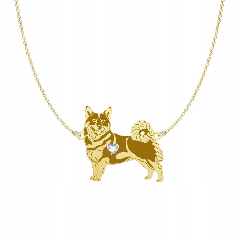 Zlatý náhrdelník se psem Swedish Vallhund Stříbro 925 Řetízek Gravírování Bonus