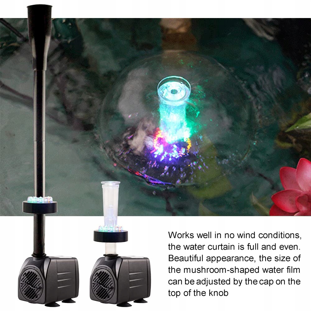 SUNSUN Pompa Fontannowa LED Cicha Do Oczka Wodnego Akwarium 750L/H 15W — miniatura 3