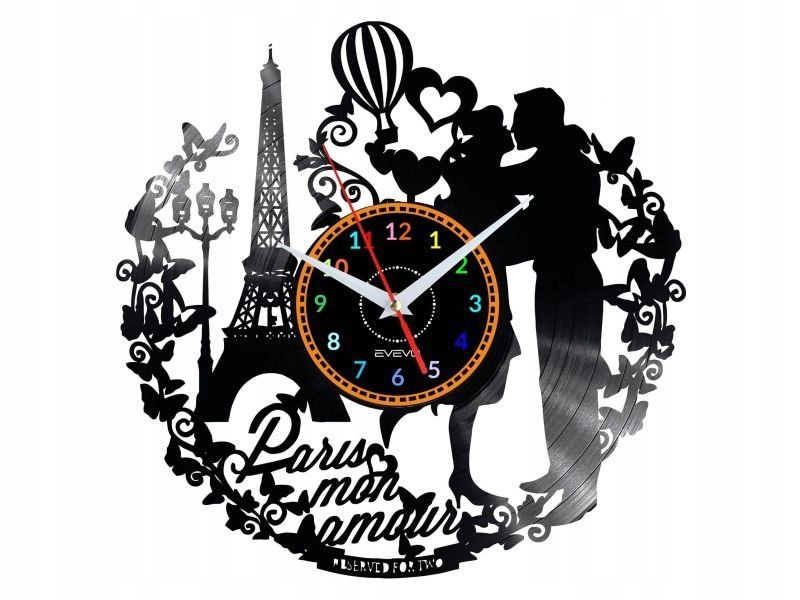 Paris France Mon Amour Nástěnné Hodiny Vinylová Deska Pro Ni
