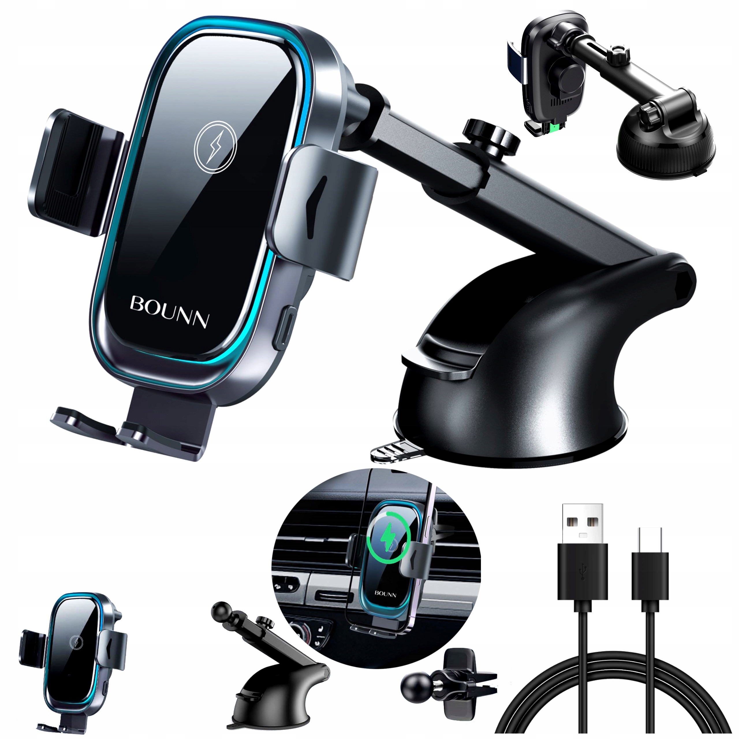 Ładowarka Indukcyjna Samochodowa Do Telefonu Bezprzewodowa 15W 105-205 Khz