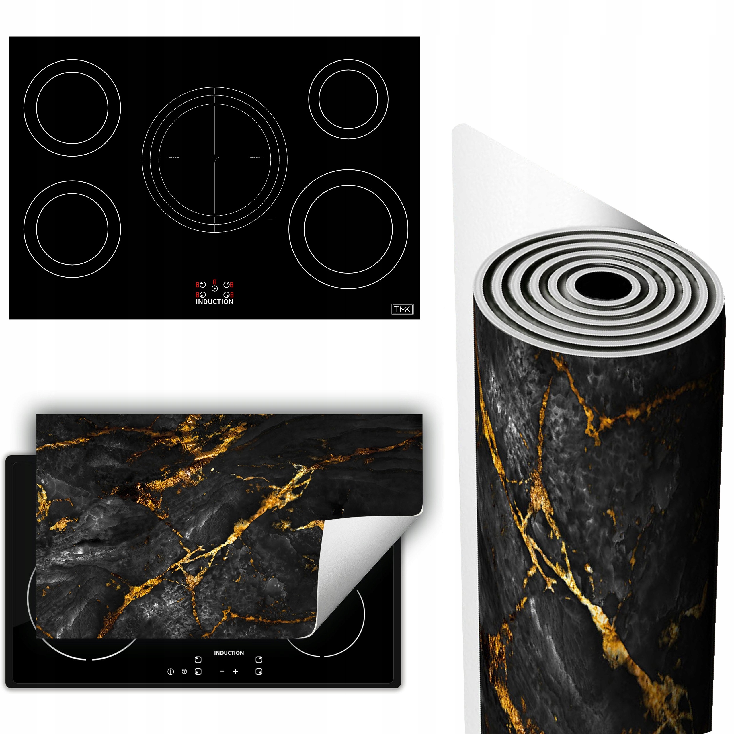 Vinylová Podložka Na Ochranu Kuchyňské Desky 90x52 mramor zlatá