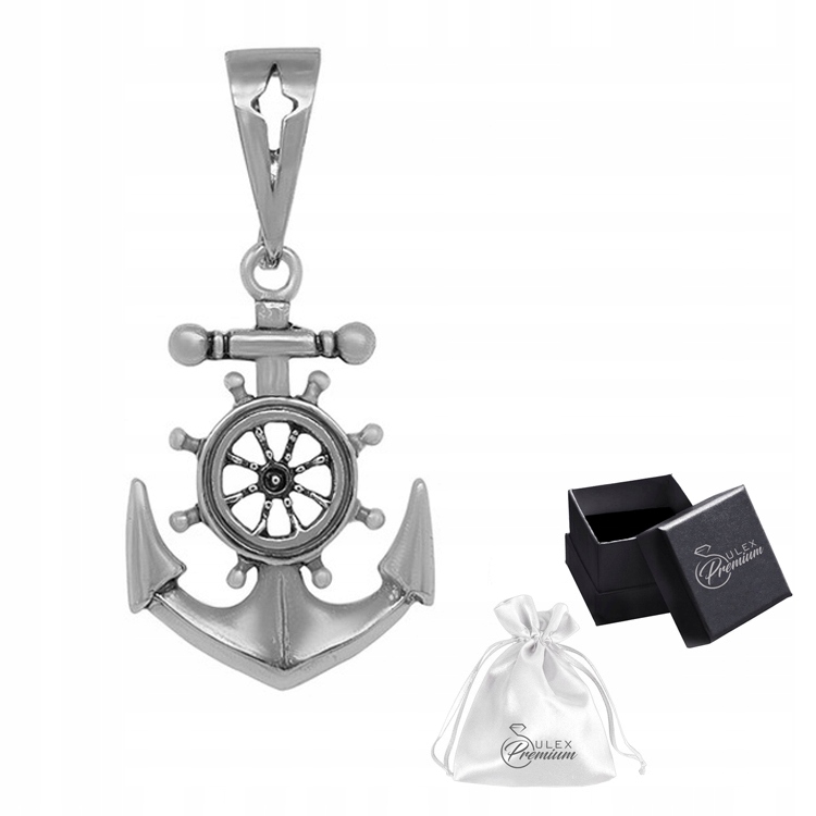 Stříbrný přívěsek ryzost 925 Kotva A Kormidlo Přívěsek Stříbrný námořní jachtařský