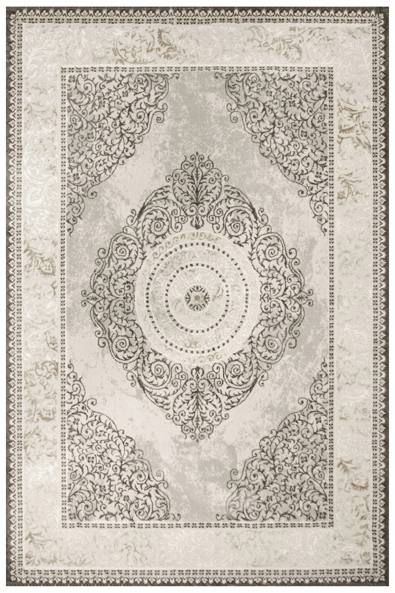 120x170 cm Klasyczny Ornamentowy Dywan Garda Delikatny Wzór Szary Krem Beż