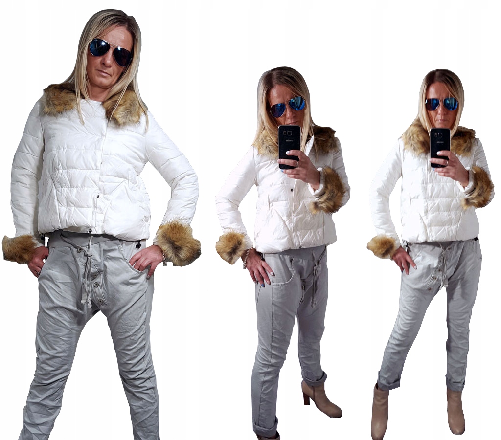 

Kurtka Chanelka Pikowana Puchowa Odpinane Futro L