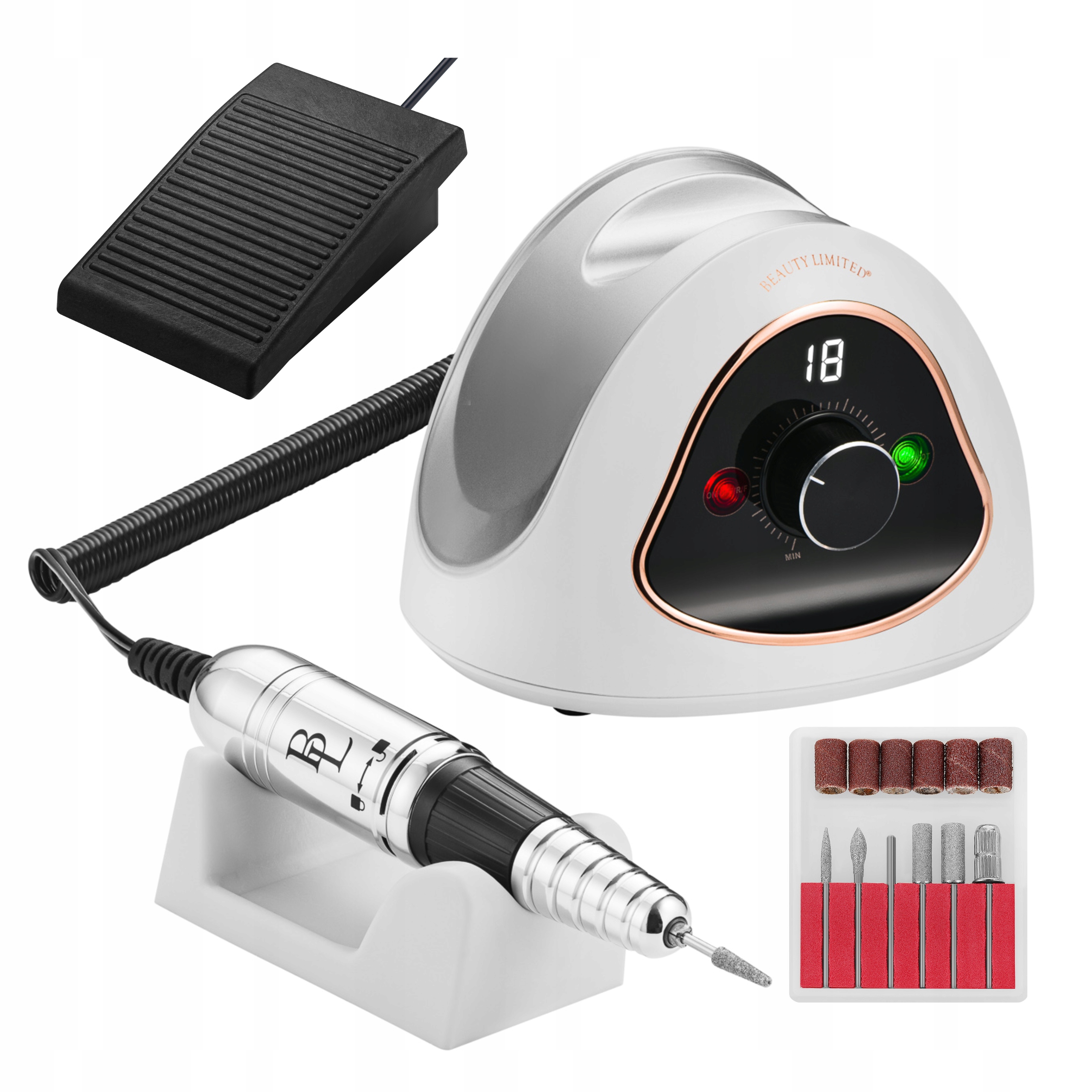 Frezarka do paznocki Manicure Pedicure Hybrydy DrilLove Biała Frezy 68W