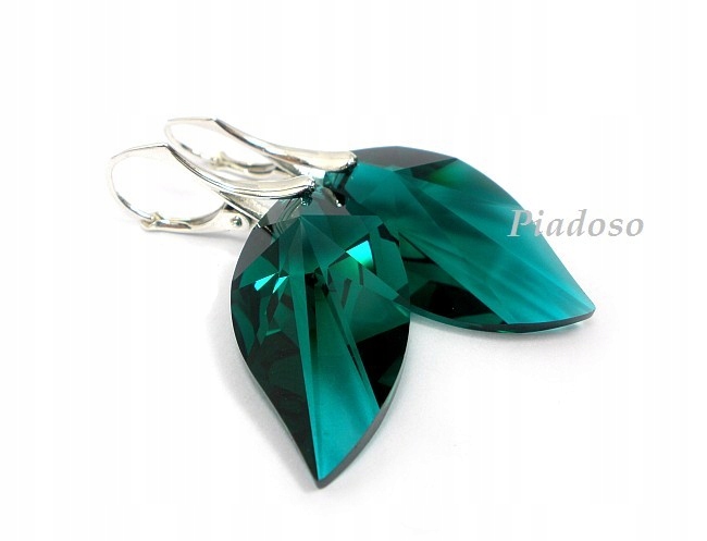 Krystaly náušnice Emerald Listky