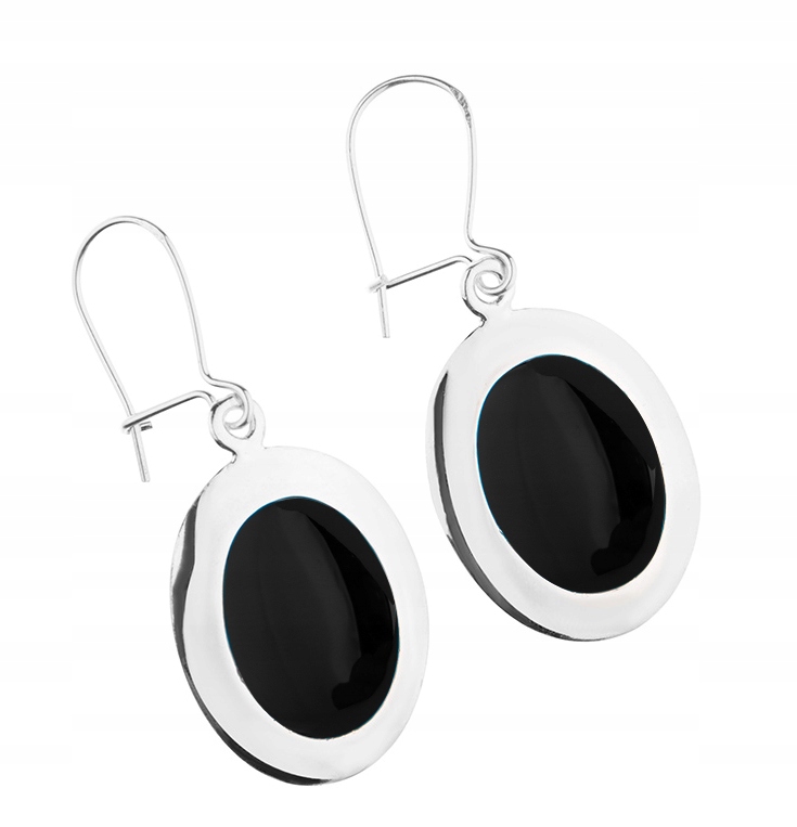 

Srebrne Kolczyki Owalne Z Onyksami pr.925!